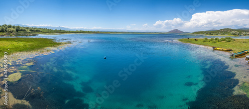 Crystal clear blue water of Skadar Lake in Albania
