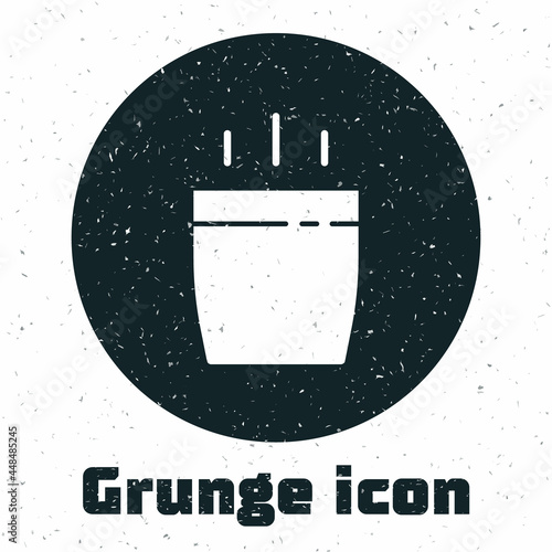 Grunge Coffee cup icon isolated on white background. Tea cup. Hot drink coffee. Monochrome vintage drawing. Vector