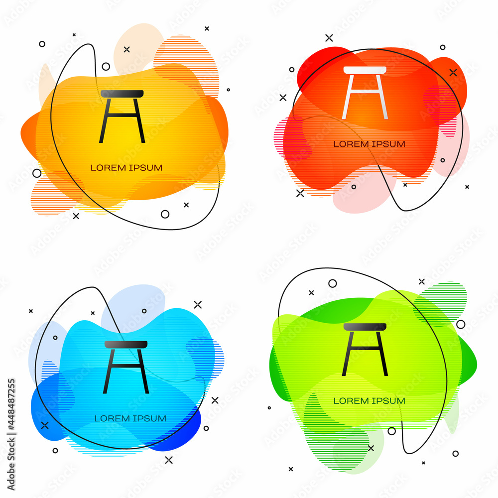 Black Chair icon isolated on white background. Abstract banner with liquid shapes. Vector