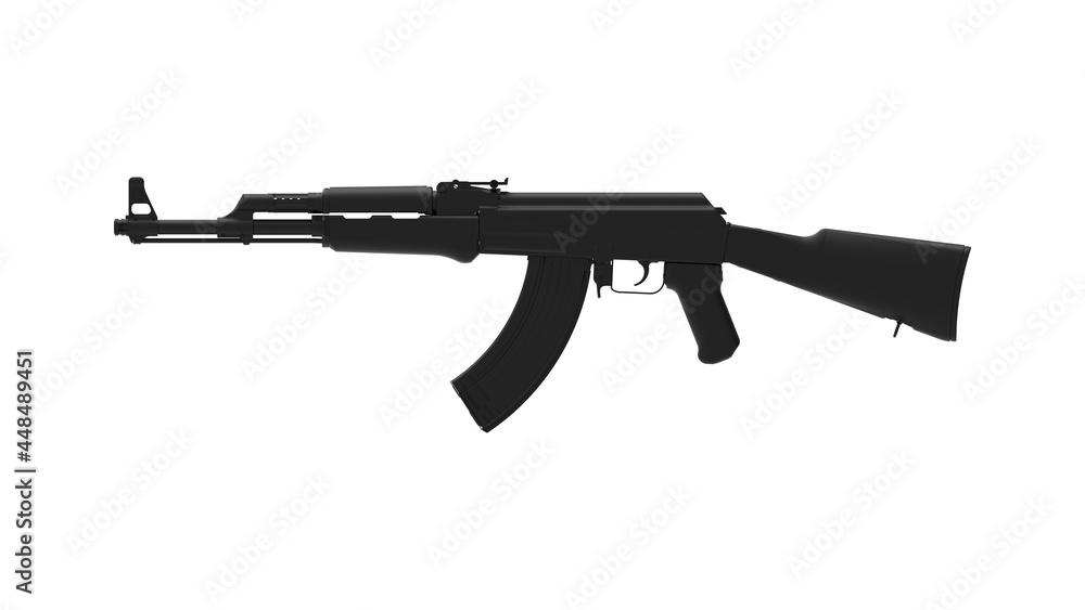 3D rendering of a assault rifle isolated on a white background. 3D model 3D rendering of a assault rifle isolated on a white background. 3D model