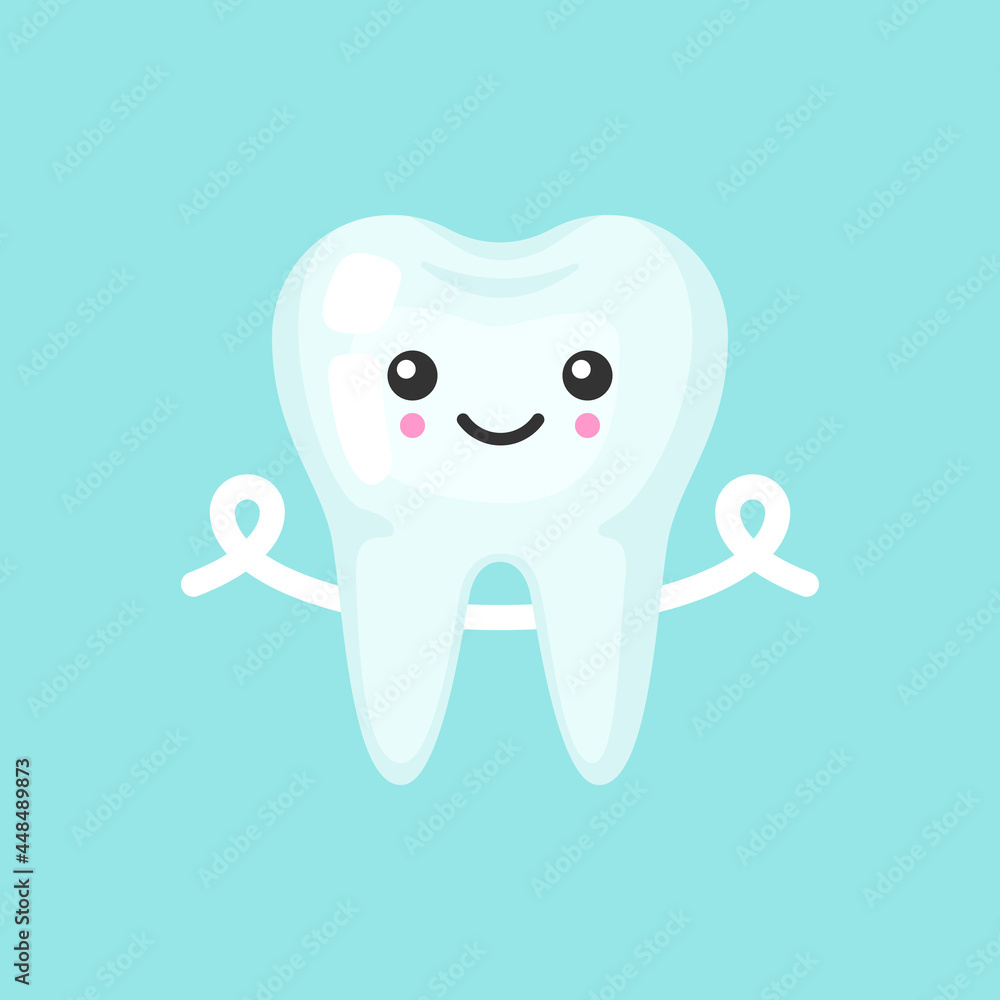 Tooth with a floss with emotional face, cute colorful vector icon illustration. Cartoon flat isolated image Tooth with a floss with emotional face, cute colorful vector icon illustration. Cartoon flat isolated image