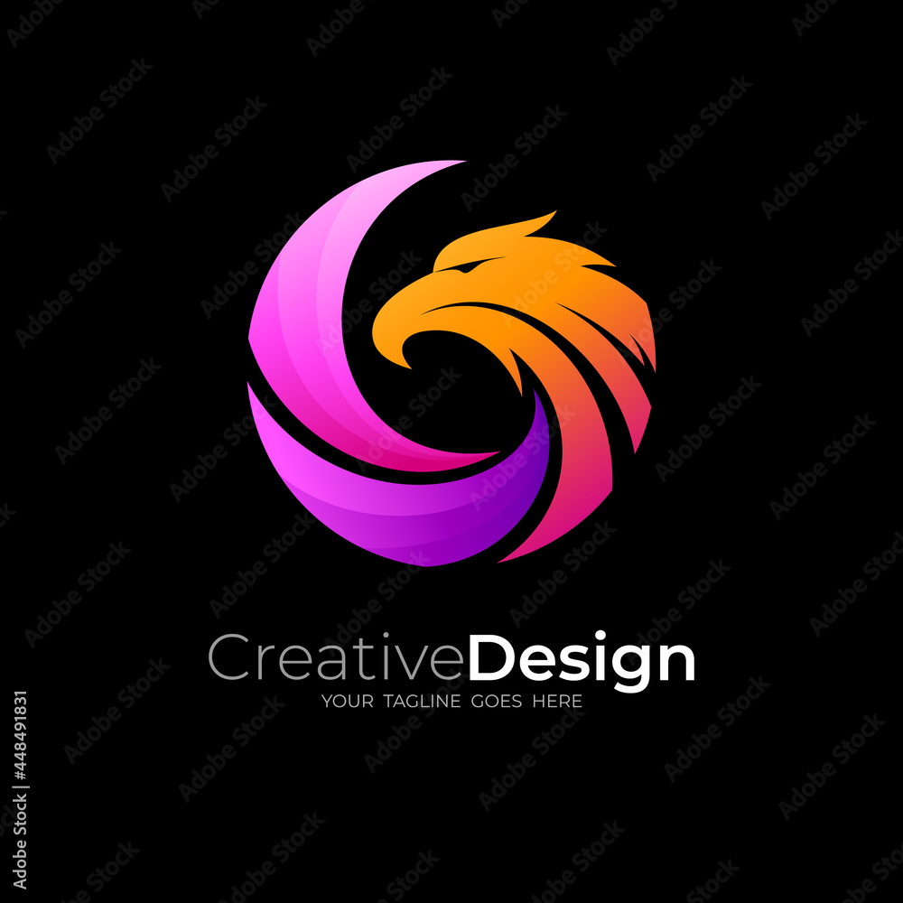 Animal logo and Eagle design template, circular logos Animal logo and Eagle design template, circular logos