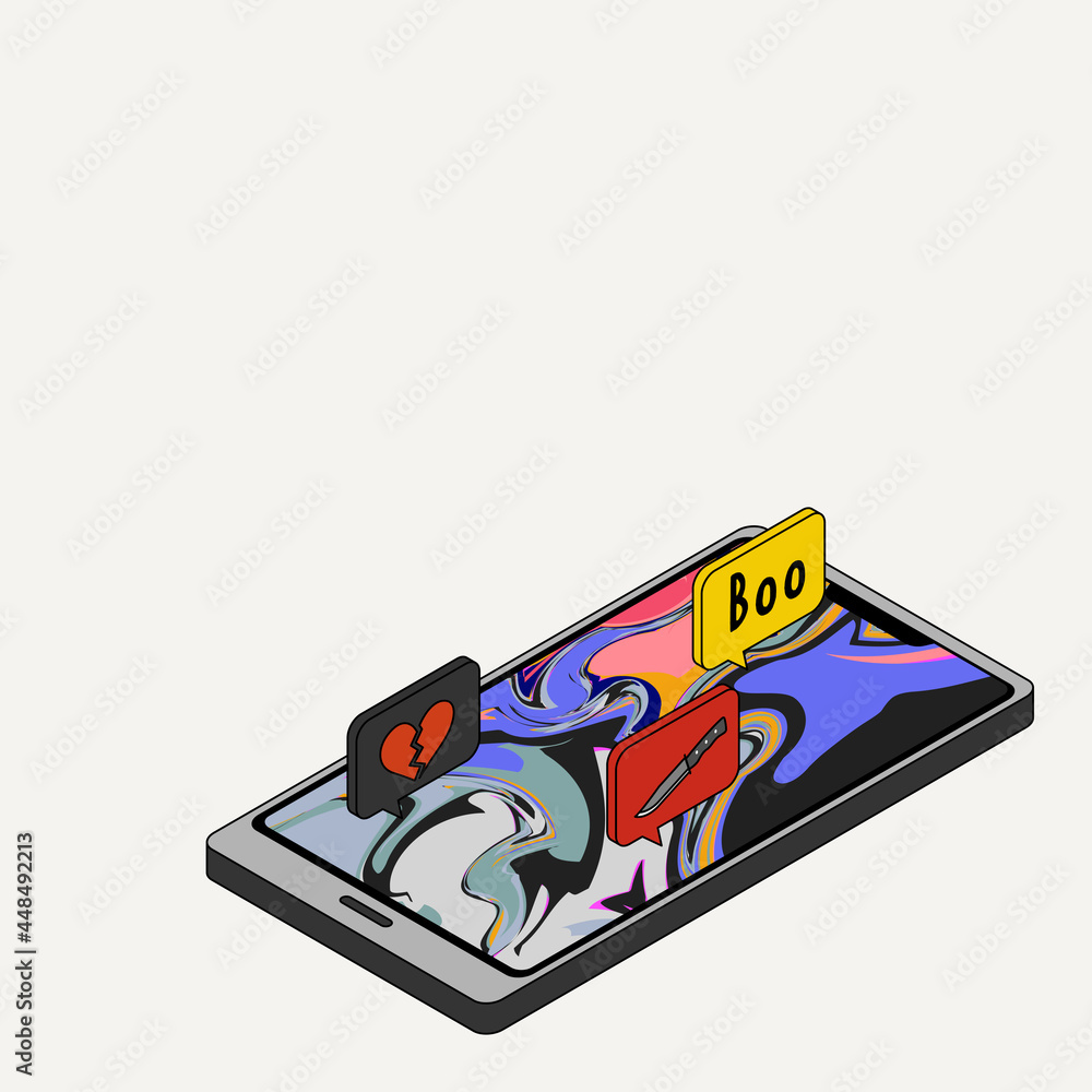 Sns 誹謗中傷 コンセプト アイソメトリック ベクターイラスト Stock Vector Adobe Stock