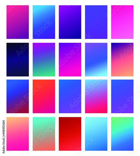 Abstract colorful vector blurred gradient backgrounds. Holographic template for your cover and design