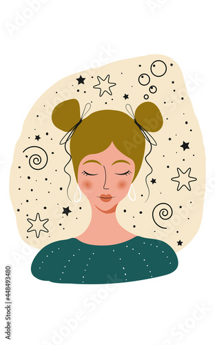 Lady Modern Vector Background. Linear Pattern.
