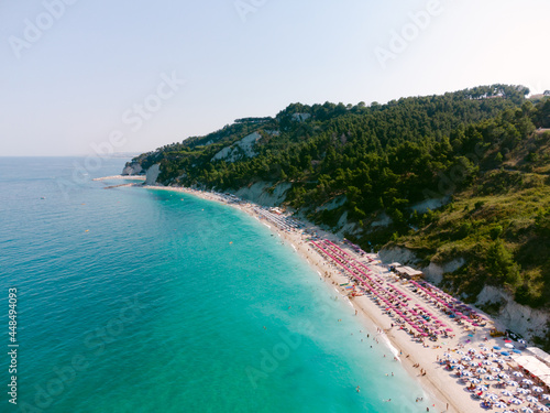 Fototapeta Naklejka Na Ścianę i Meble -  Beautiful tropical beach with turquoise water in Marche region, Italy