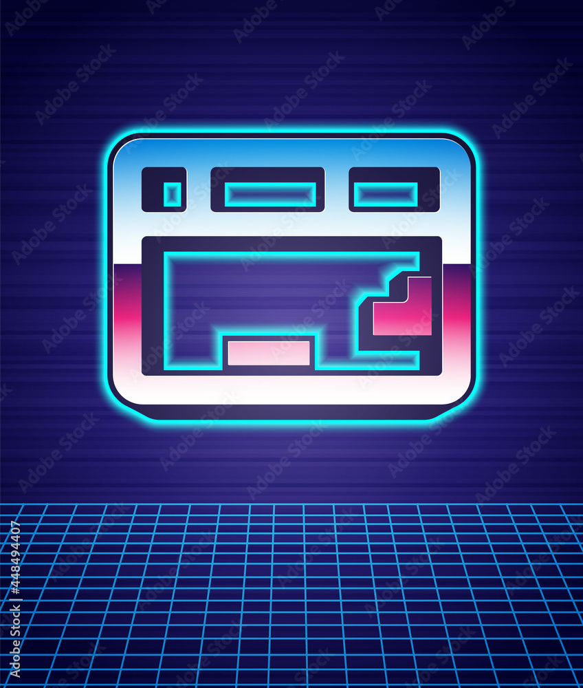 Retro style Computer keyboard icon isolated futuristic landscape background. PC component sign. 80s fashion party. Vector Retro style Computer keyboard icon isolated futuristic landscape background. PC component sign. 80s fashion party. Vector