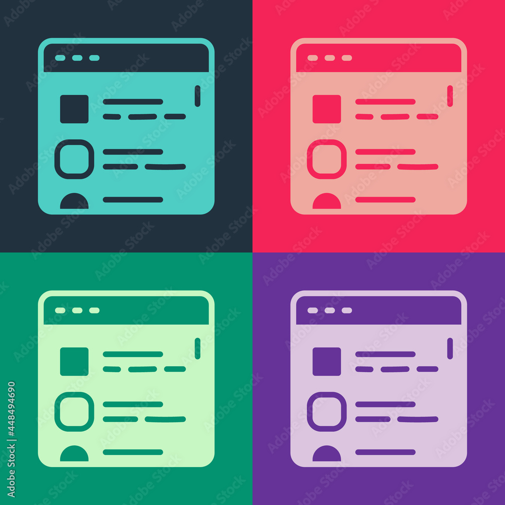 Pop art Browser files icon isolated on color background. Vector Pop art Browser files icon isolated on color background. Vector