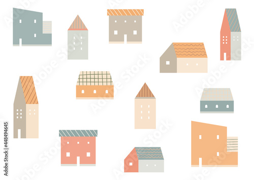 シンプルデザインの住宅アイコンセット