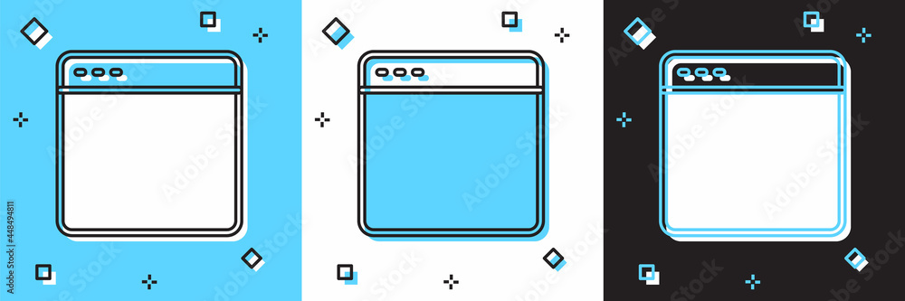 Set Browser window icon isolated on blue and white, black background. Vector Set Browser window icon isolated on blue and white, black background. Vector