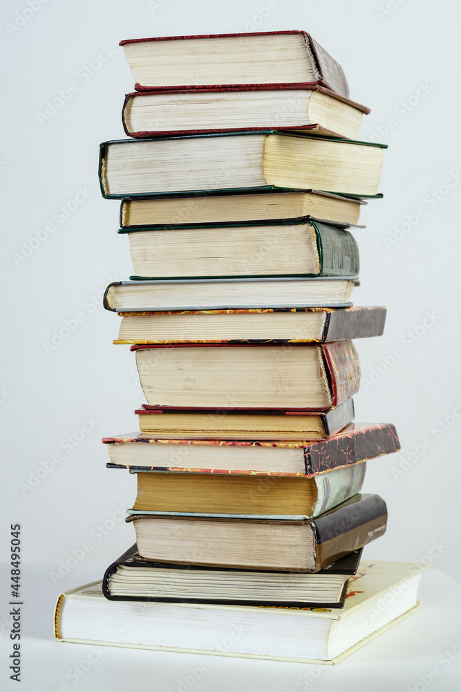 Stack of old books on white background Stack of old books on white background
