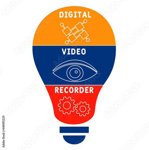 DVR - Digital Video Recorder acronym. business concept background.  vector illustration concept with keywords and icons. lettering illustration with icons for web banner, flyer, landing