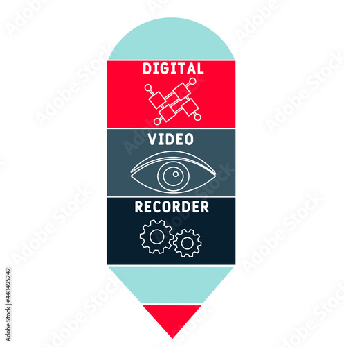 DVR - Digital Video Recorder acronym. business concept background.  vector illustration concept with keywords and icons. lettering illustration with icons for web banner, flyer, landing