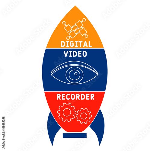 DVR - Digital Video Recorder acronym. business concept background.  vector illustration concept with keywords and icons. lettering illustration with icons for web banner, flyer, landing
