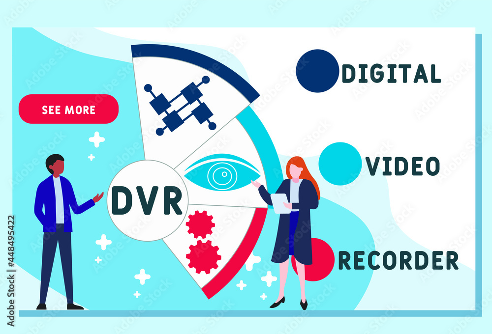 Vector website design template . DVR - Digital Video Recorder acronym. business concept. illustration for website banner, marketing materials, business presentation, online advertising.