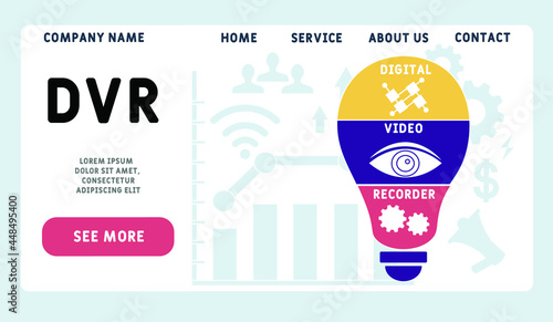 Vector website design template . DVR - Digital Video Recorder acronym. business concept. illustration for website banner, marketing materials, business presentation, online advertising.