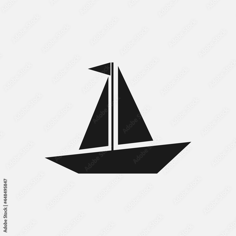 Icon of a simple sailing ship with a flag Icon of a simple sailing ship with a flag