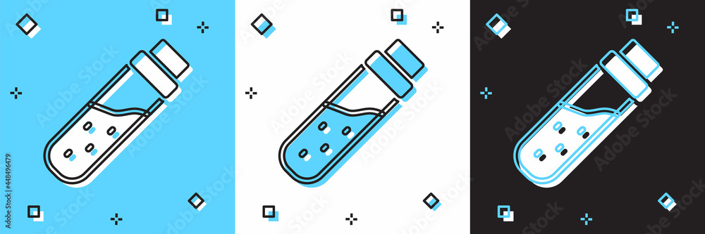 Set Bottle with potion icon isolated on blue and white, black background. Flask with magic potion. Happy Halloween party. Vector Set Bottle with potion icon isolated on blue and white, black background. Flask with magic potion. Happy Halloween party. Vector