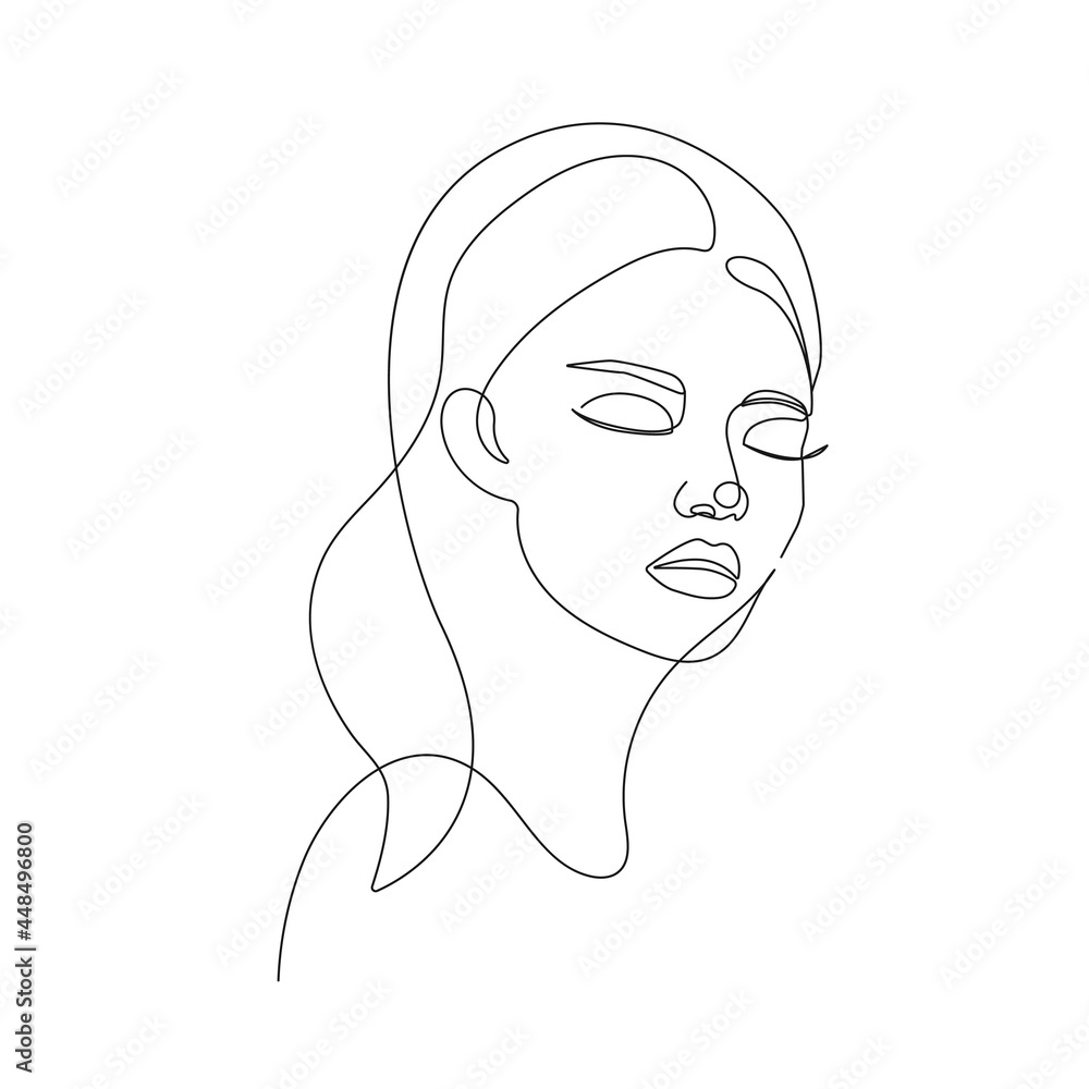 Woman Abstract Face Continuous Line Drawing. Female Face and Hairstyle Modern Fashion Line Art Drawing. Woman Beauty Minimalist Contemporary Portrait Modern Style. Vector EPS 10 Woman Abstract Face Continuous Line Drawing. Female Face and Hairstyle Modern Fashion Line Art Drawing. Woman Beauty Minimalist Contemporary Portrait Modern Style. Vector EPS 10