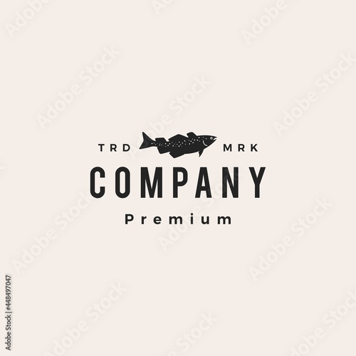 cod fish hipster vintage logo vector icon illustration