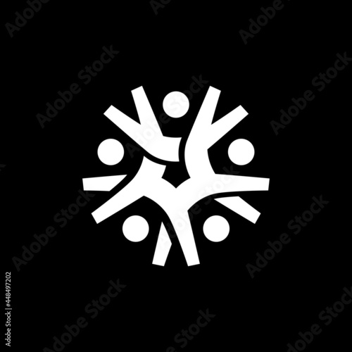 group of five people 5 team family together logo vector icon illustration