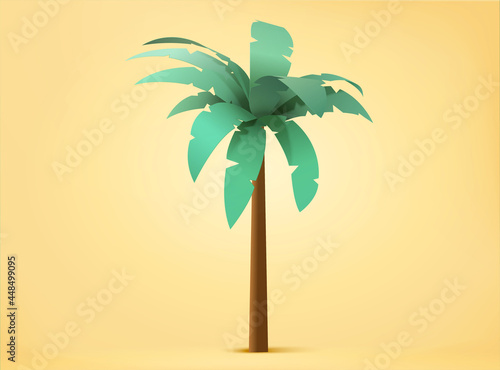 3d paper cut tropical palm tree