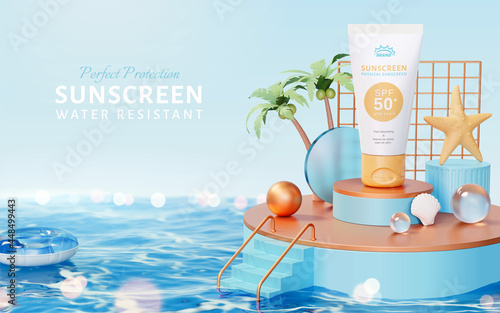 3d island podium for sunscreen