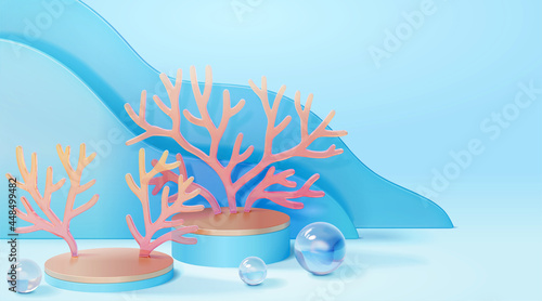 Marine theme scene with coral reef