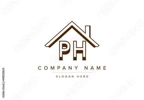 Alphabet letters PH home or house logo for real estate