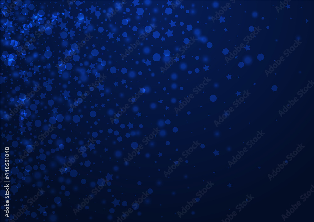 Glow Confetti Vector Blue Background. White