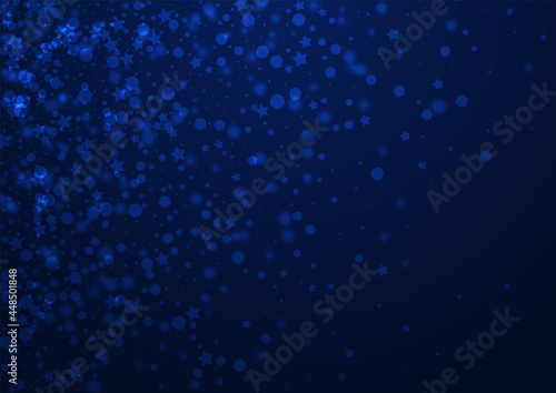 Glow Confetti Vector Blue Background. White