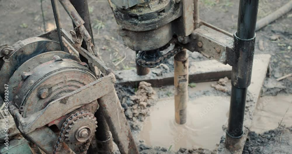 Drilling rig drills well for water extraction Drilling rig drills well for water extraction