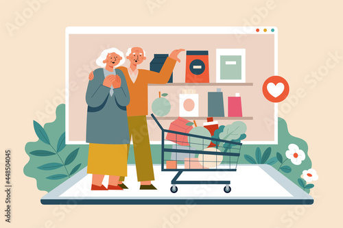 Elderly grocery shopping online