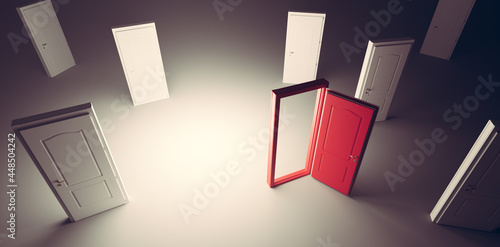 Fotografía Choose open door. Choise and decision in life