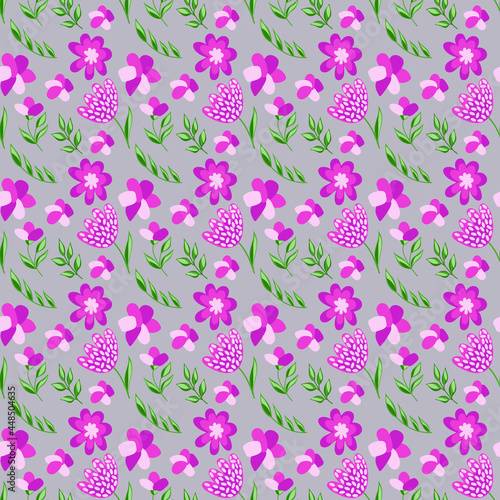 seamless pattern with pink flowers