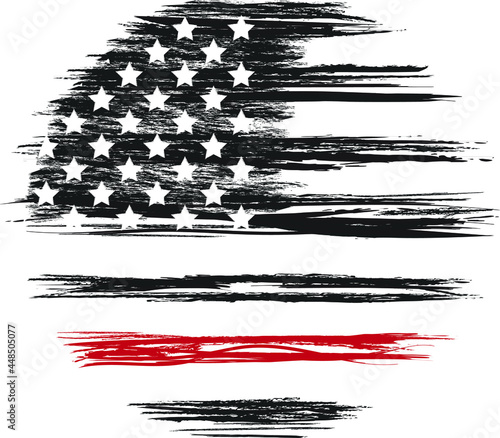 Vector of the Distressed USA Firefighter Flag