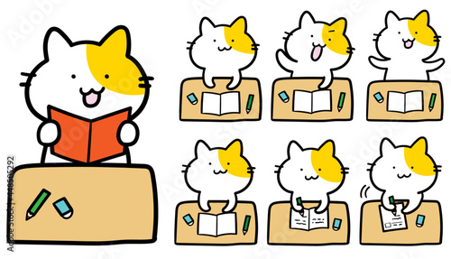 学校の教室の机で勉強するねこのイラストセット Stock Vector Adobe Stock 学校の教室の机で勉強するねこのイラストセット Stock Vector Adobe Stock