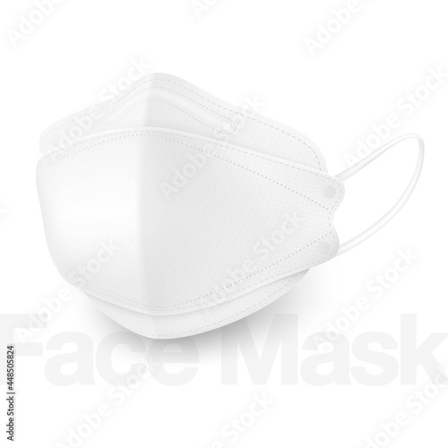 Medical masks new 3D provide superior protection. The 4-layer filter system helps when speaking, coughing or sneezing, the mask does not fall off on white background. Realistic file.