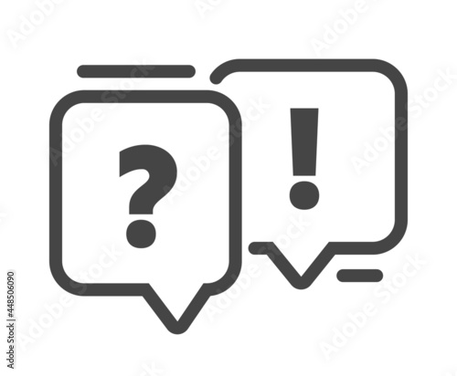 Question and Exclamation Symbols. FAQ Signs in Linear Speech Bubbles, Communication, Discussion and Chatting Concept