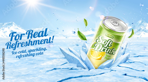 3d lime juice soda ad template
