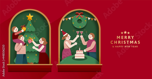 Christmas banner of family reunion