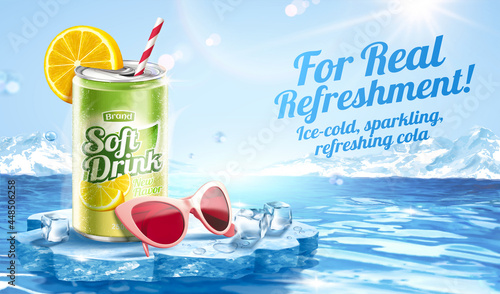 3d lime juice soda ad template
