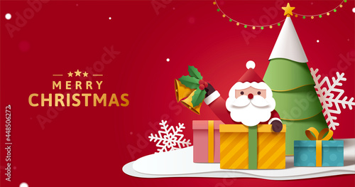 Merry Christmas banner in paper art