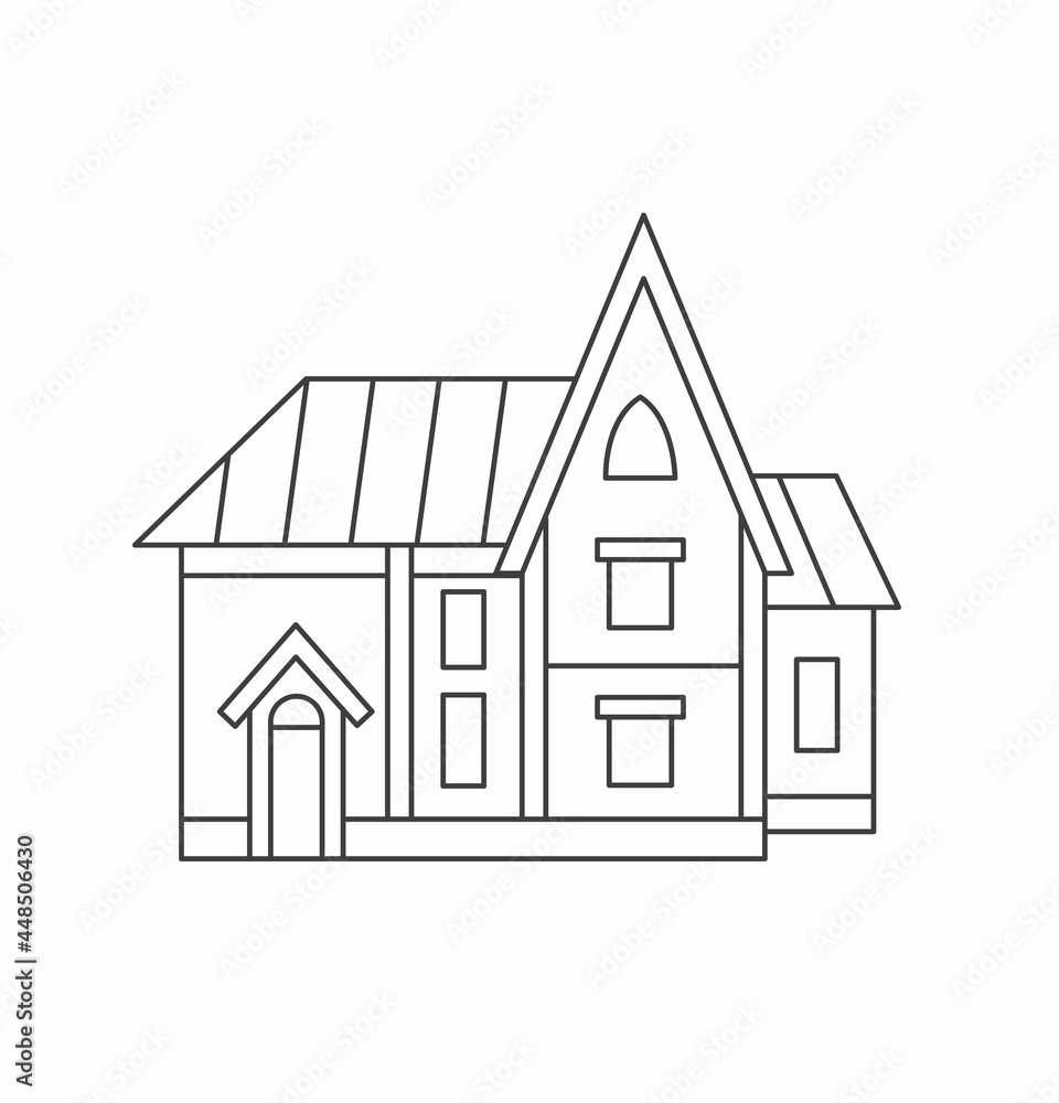 Old country house icon. Outline simple vector logo for real estate ...