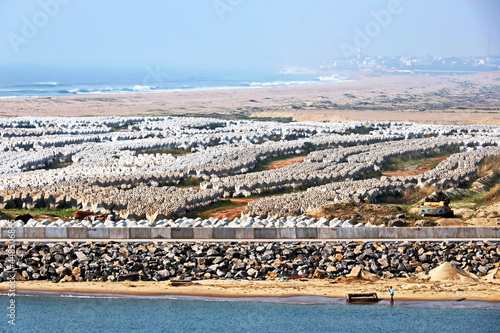 Various views of the port, piers, terminal of the Port of Gopalpur, India, November, 2020.