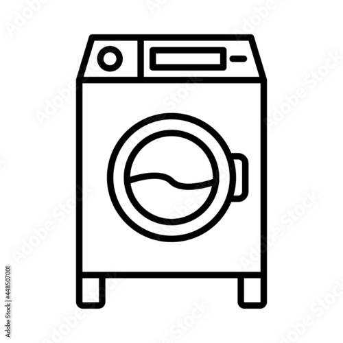 Washing Machine Vector Line Icon Design