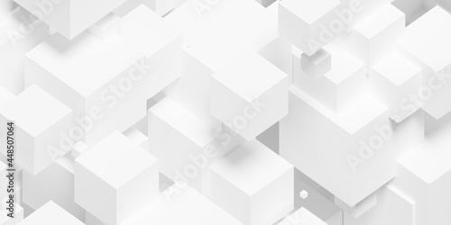 White random shifted isometric cube or boxes background