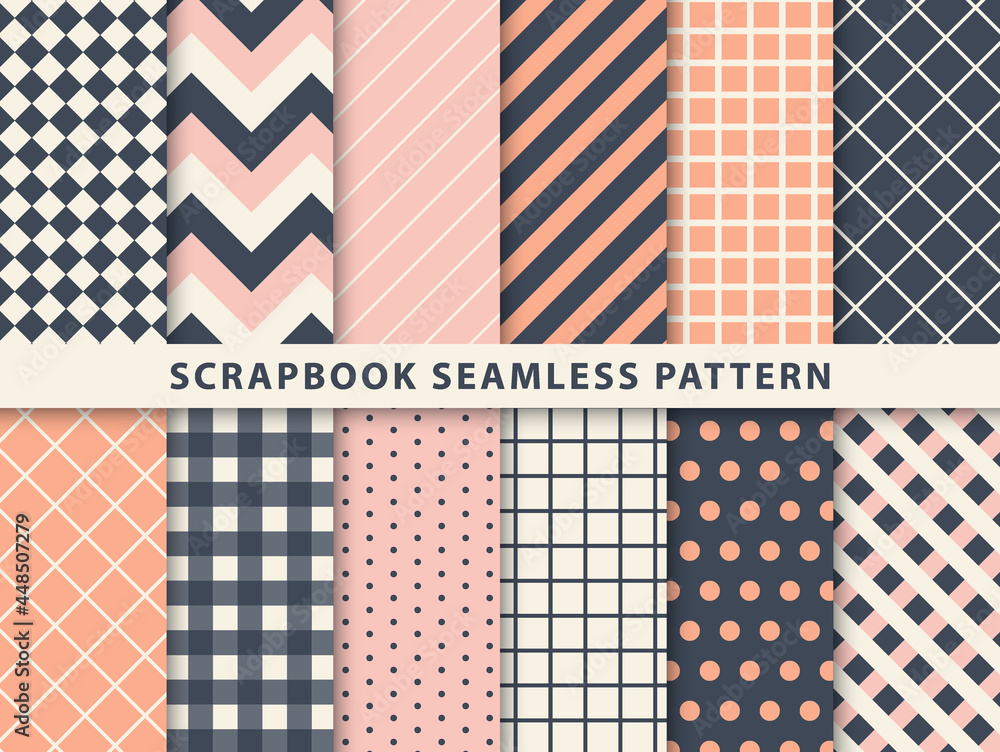 Collection of scrapbook seamless pattern Collection of scrapbook seamless pattern