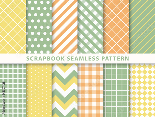 Collection of scrapbook seamless pattern