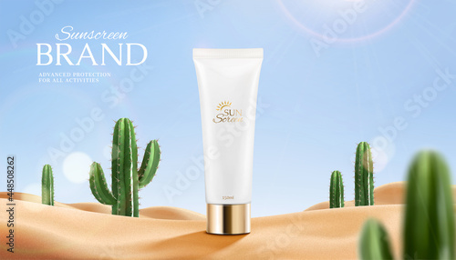 3d hot summer sunscreen tube ad